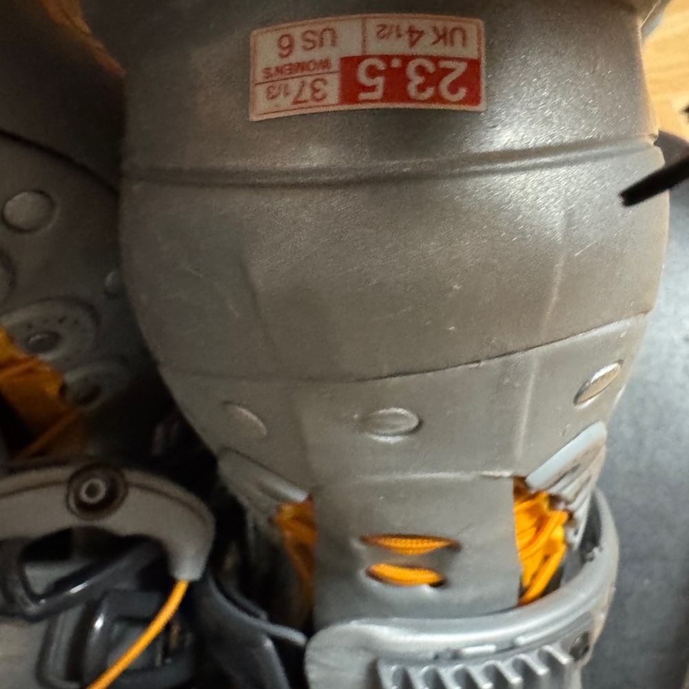 Girls Silver and Yellow Ski Boots
